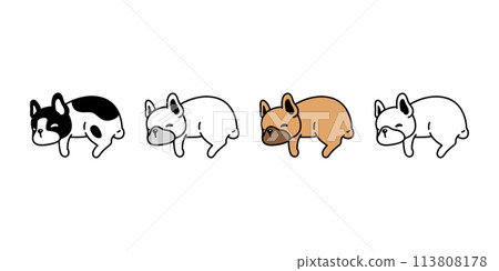dog vector french bulldog icon sleeping cartoon character puppy pet toy doodle symbol illustration clip art isolated design 113808178