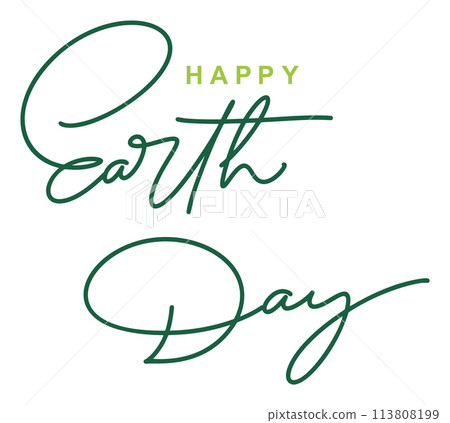 Happy Earth Day handwritten lettering text logo. Typography calligraphic design for greeting cards and poster template celebration. Vector illustration Happy Earth Day handwritten lettering text logo. Typography calligraphic design for greeting cards and poster template celebration. Vector illustration 113808199
