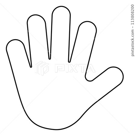 Drawn line of hand gesture on white background, perfect for a logo or symbol, warning sign stop Drawn line of hand gesture on white background, perfect for a logo or symbol, warning sign stop 113808200