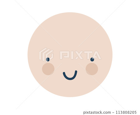 Beige happy round Love Emoji Icon. Object Symbol flat Vector Art. Cartoon element for web design, poster, greeting card, valentines Day, wedding 113808205
