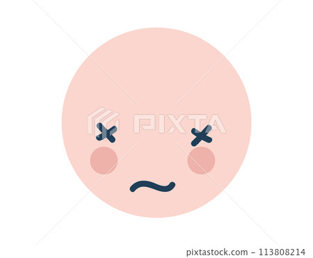 Pink tired round Emoji Icon. Object Symbol flat Vector Art. Cartoon element for web design, poster, greeting card 113808214