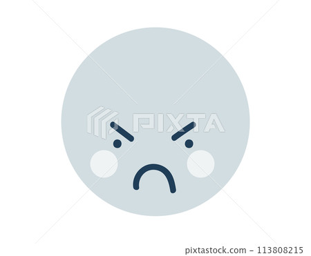 Blue angry round Emoji Icon. Object Symbol flat Vector Art. Cartoon element for web design, poster, greeting card 113808215