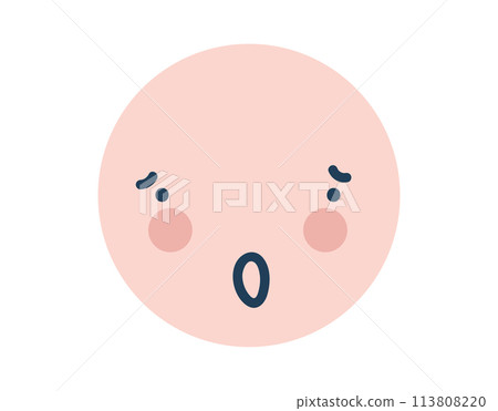 Pink worried round Emoji Icon. Object Symbol flat Vector Art. Cartoon element for web design, poster, greeting card 113808220