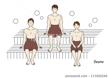 Three refreshing men who love saunas enjoying sauna in the sauna room Totonou Sauna Boys Simple Three refreshing men who love saunas enjoying sauna in the sauna room Totonou Sauna Boys Simple 113808266