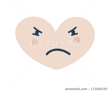 Beige jealous heart Emoji Icon. Object Symbol flat Vector Art. Cartoon element for web design, poster, greeting card 113808295