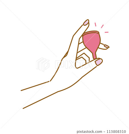 Women's health: Image of a beautiful woman's hand holding a menstrual cup Women's health: Image of a beautiful woman's hand holding a menstrual cup 113808310