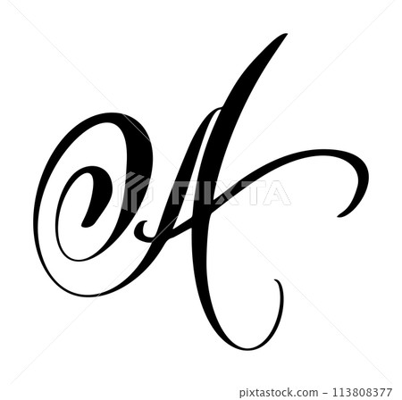 Hand drawn vector calligraphy letter A. Script font. Handwritten brush style flourish Hand drawn vector calligraphy letter A. Script font. Handwritten brush style flourish 113808377