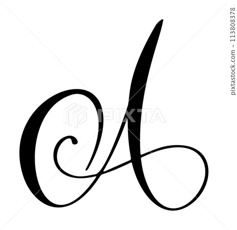 Hand drawn vector calligraphy letter A. Script font. Handwritten brush style Hand drawn vector calligraphy letter A. Script font. Handwritten brush style 113808378