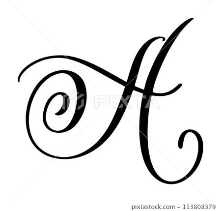 Vector calligraphy hand drawn letter A logo. Script font. Handwritten brush style 113808379
