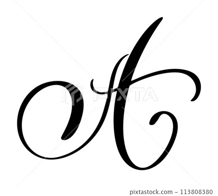 Vector calligraphy hand drawn letter A. Script...-插圖素材 [113808380 ...