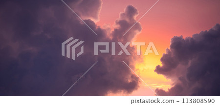 Romantic sunset sky and clouds at dusk Romantic sunset sky and clouds at dusk 113808590