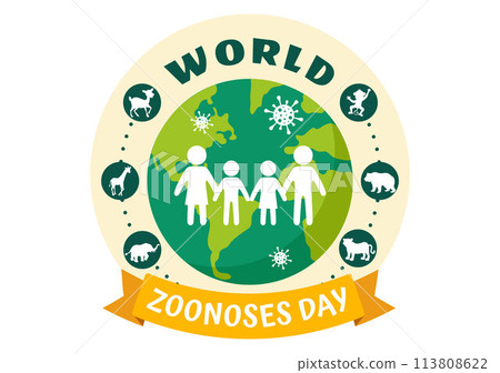 World Zoonoses Day Vector Illustration on 6 July with Various Animals and Plant which is in the Forest to Protect in Flat Cartoon Background Design 113808622