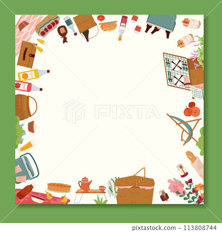 Picnic frame in flat design 113808744