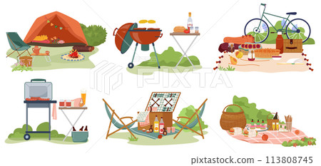 Picnic elements in flat design 113808745