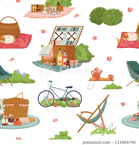 Picnic pattern in flat design 113808746