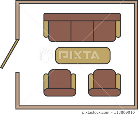 Image of a sofa in a reception room with business etiquette seating arrangement Image of a sofa in a reception room with business etiquette seating arrangement 113809010
