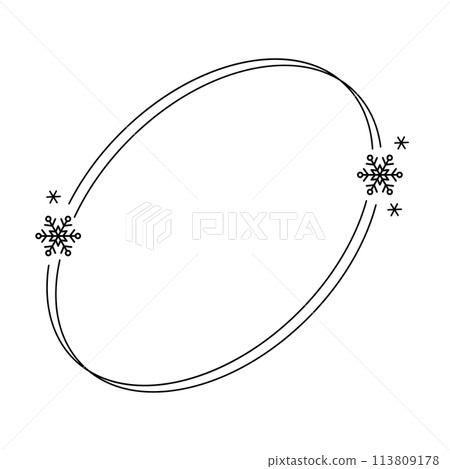 Trendy christmas winter linear oval frame with snowflake, Modern minimalist aesthetic line elements, geometric forms. Vector sparkle for social media or poster design, simple decorative boho style Trendy christmas winter linear oval frame with snowflake, Modern minimalist aesthetic line elements, geometric forms. Vector sparkle for social media or poster design, simple decorative boho style 113809178