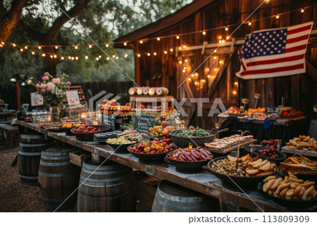 4th of July concept - setting for a family bbq 113809309