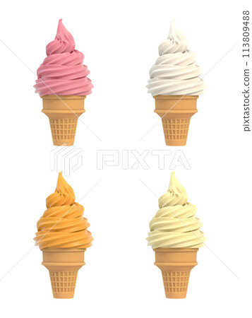 Soft ice icecream in waffle cone set 113809488