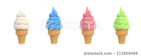 Soft ice icecream in waffle cone set Soft ice icecream in waffle cone set 113809489