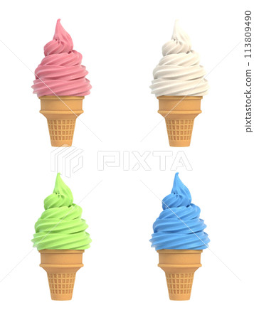 Soft ice icecream in waffle cone set Soft ice icecream in waffle cone set 113809490