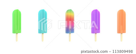 Popsicle icecream on stick set. 113809498