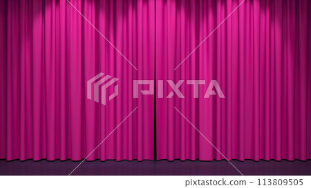 Luxury stage or windows curtains, realistic 3D illustration Luxury stage or windows curtains, realistic 3D illustration 113809505