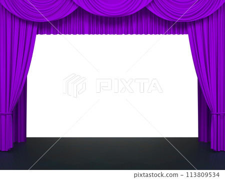 Luxury stage or windows curtains, realistic 3D illustration 113809534