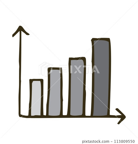 Doodle graph chart icon or logo, hand drawn with thin black line 113809550