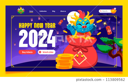 Flat Chinese new year landing page 113809562