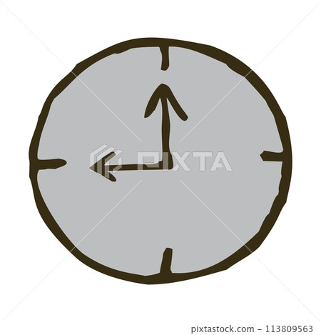 Doodle colorful wall clock icon hand drawn with thin line in minimalistic style 113809563