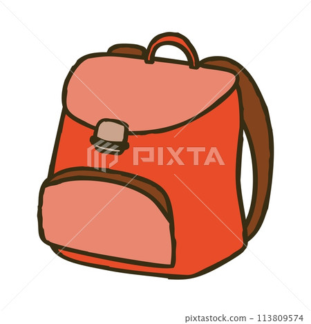 Doodle backpack icon. Colorful hand drawn bag symbol 113809574
