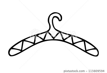 Doodle clothes hanger. Hand drawn cute fashion style scribble 113809594