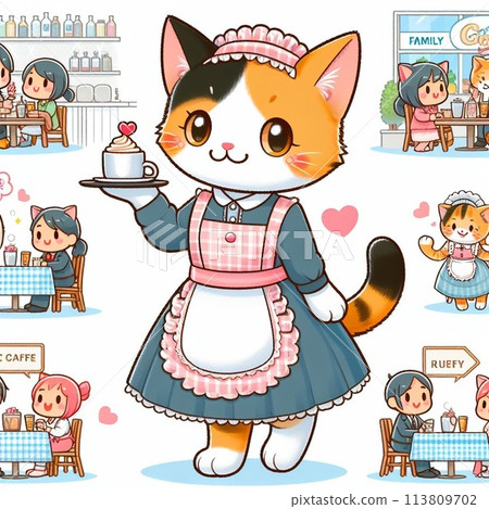 Animals working in a cafe 113809702