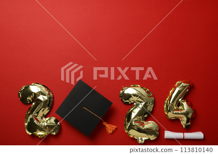 Graduate attributes and inflatable balloons in the shape of numbers 2024. Graduate attributes and inflatable balloons in the shape of numbers 2024. 113810140