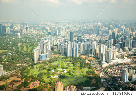 Beautiful view of Metro Manila, Philippines from an airplane 113810362