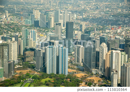 Beautiful view of Metro Manila, Philippines from an airplane 113810364