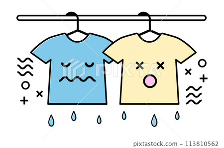 一個簡單的插圖,衣服聞起來就像是在雨季在潮濕的房間裡烘乾的。 一個簡單的插圖,衣服聞起來就像是在雨季在潮濕的房間裡烘乾的。 113810562