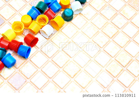 Multi colored caps lids for ketchup, mayonnaise, mustard, sauces 113810911