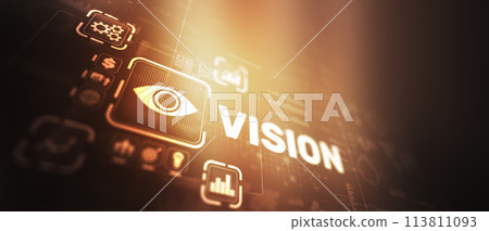 Vision Icon on virtual screen. Business vision presentation 113811093