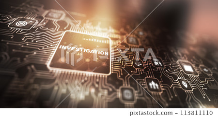 Investigation inspection audit business concept on virtual screen. Engineering surveys for construction 113811110
