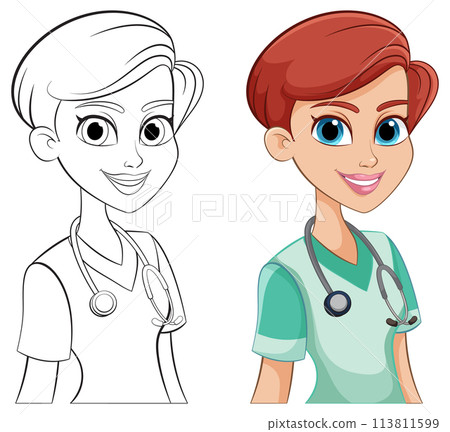 Friendly Nurse Character Illustration Friendly Nurse Character Illustration 113811599