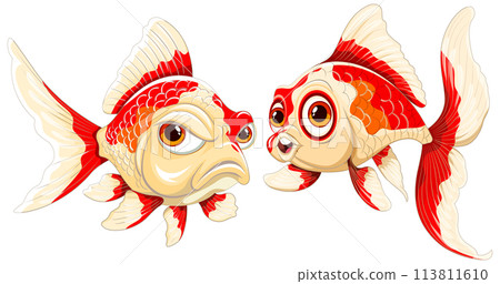 Colorful Goldfish Pair Vector Illustration 113811610