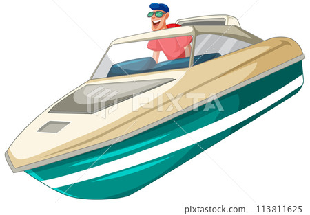 Man Enjoying Ride in Speedboat Man Enjoying Ride in Speedboat 113811625
