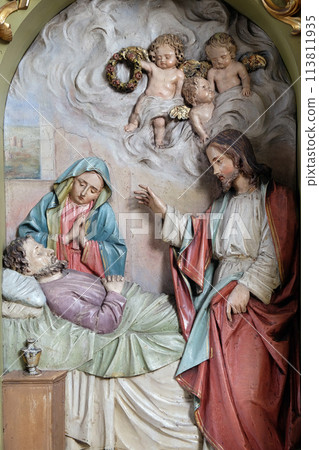 Death of Saint Joseph, altar in the Basilica of the Sacred Heart of Jesus in Zagreb, Croatia Death of Saint Joseph, altar in the Basilica of the Sacred Heart of Jesus in Zagreb, Croatia 113811935