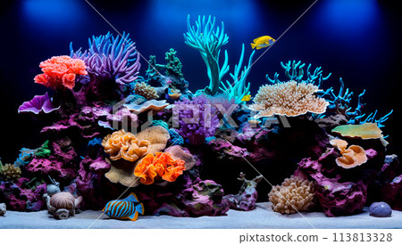Tank full of different sea fishes Tank full of different sea fishes 113813328