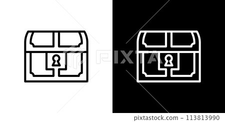 Simple line icon of a treasure chest 113813990