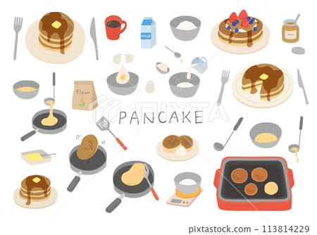與煎餅相關的手繪插圖集（彩色/無輪廓） 113814229