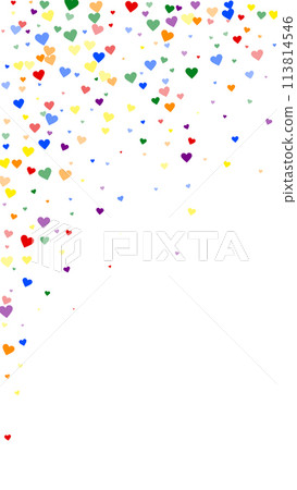 Rainbow colored scattered hearts. LGBT valentine 113814546