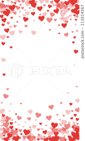 Red hearts scattered on white background. Red hearts scattered on white background. 113814567